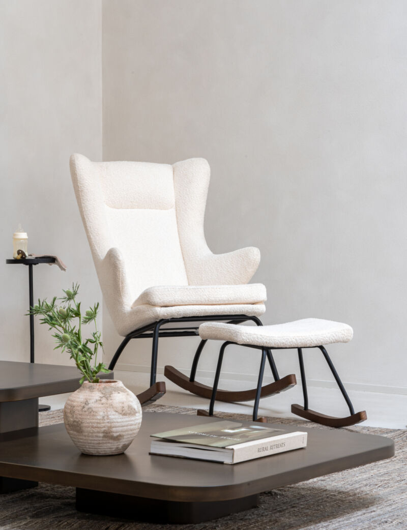 Rocking Chair De Luxe Cream Walnut Hocker Rocker